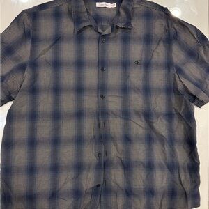 Calvin Klein Men's Navy Checkered Shirt